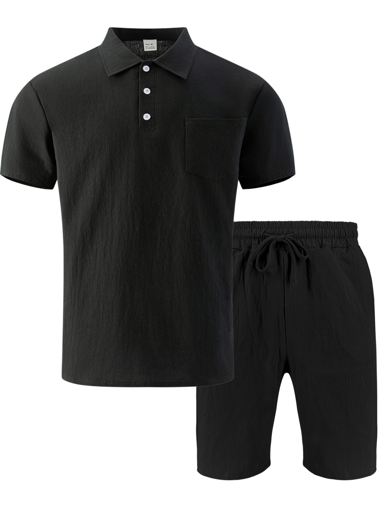 Linen Shorts Men - Setelan 2 Potong Polo Lengan Pendek