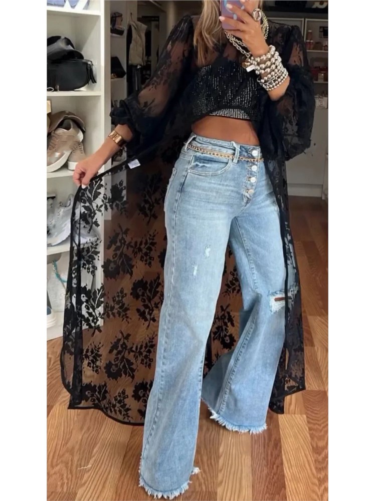 Summer Clothing Holiday - Atasan Kemeja Renda Fashion Wanita Atasan