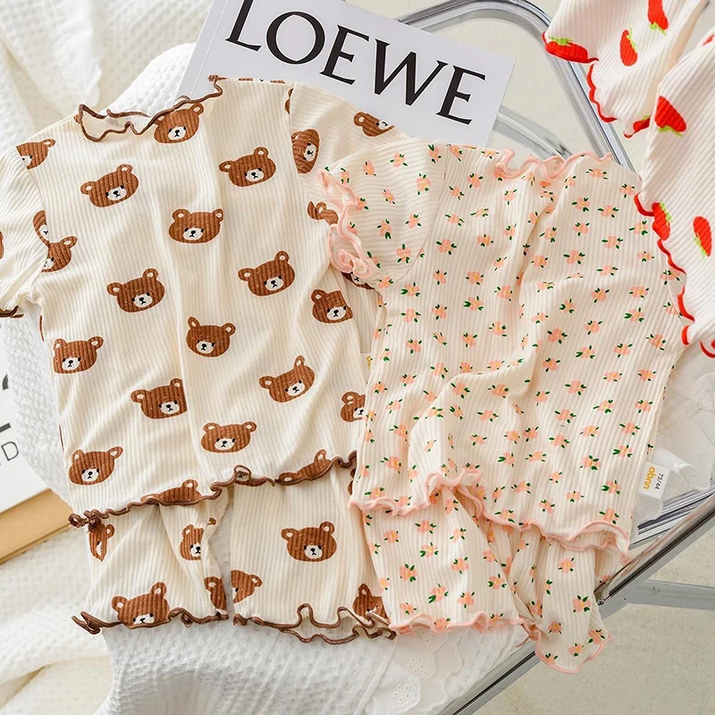 Summer Clothing Newborn - Set Piyama Kasual Kartun Katun Musim