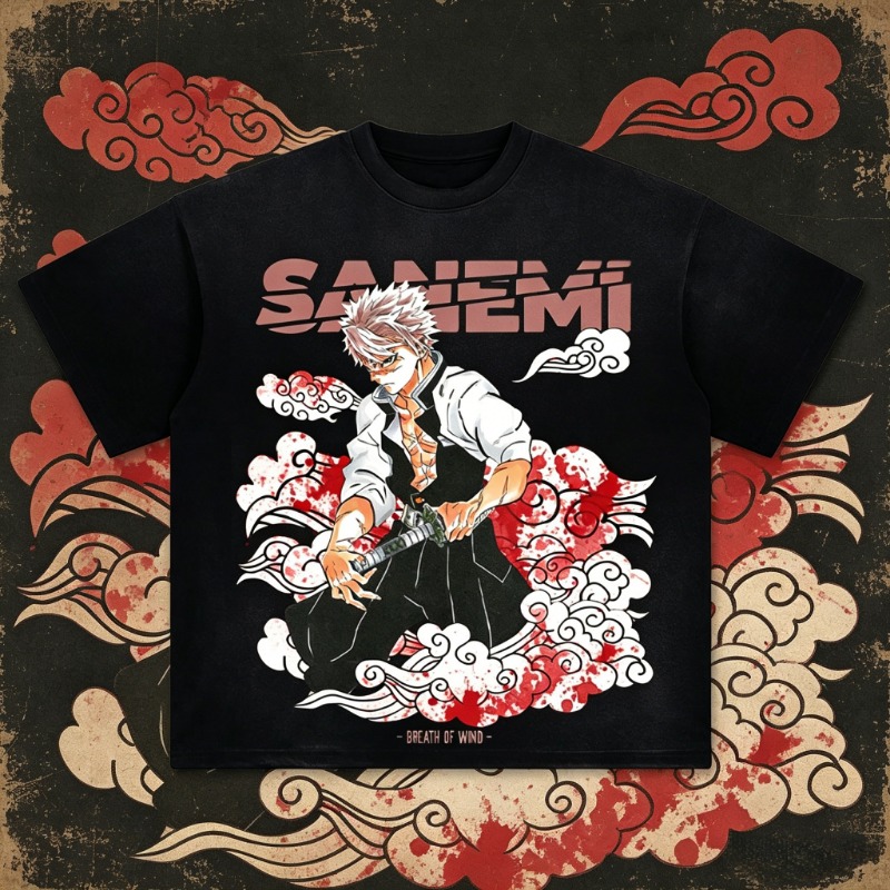 Summer Clothing Good Quality - Kaos Oversize Sanemi Demon Slayer Musim