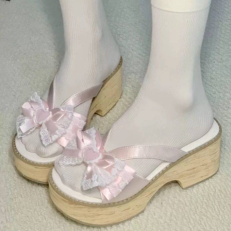 Summer Japanese Clothing - Sandal Platform Tebal Motif Kayu Sweet