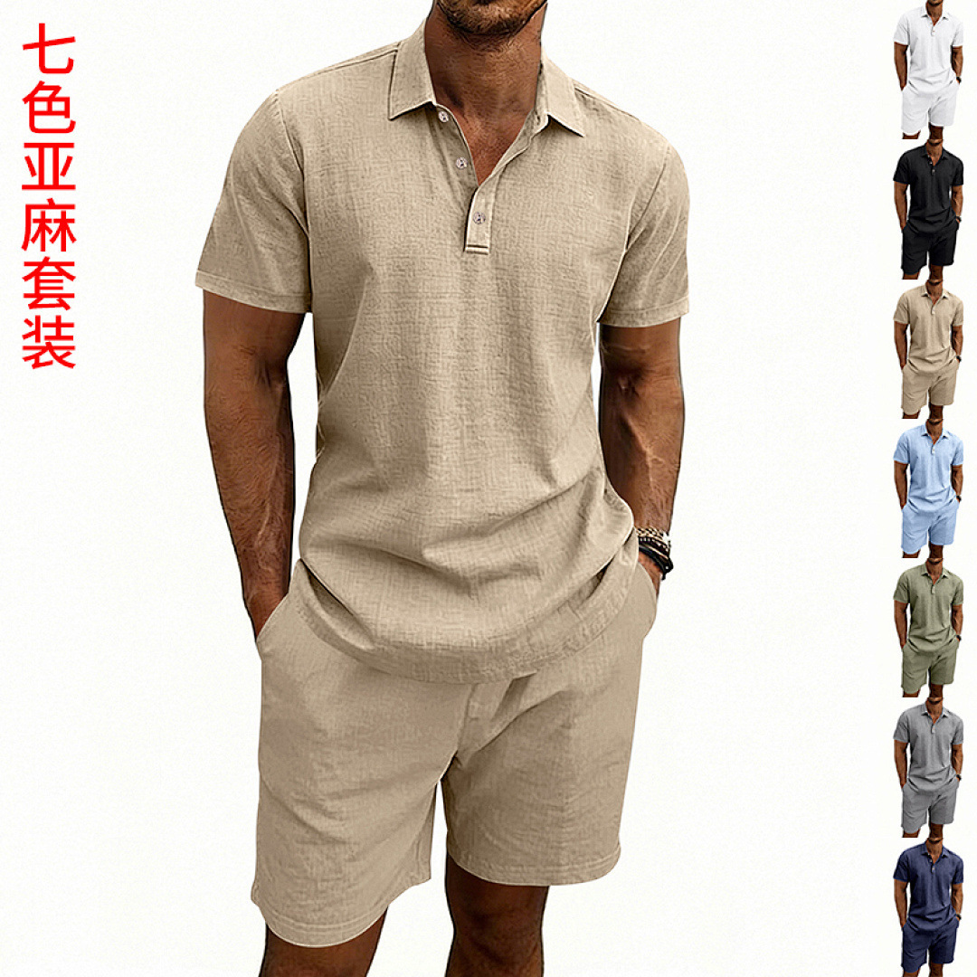 Linen Shorts Men - Setelan Kasual Pria Linen Musim Panas