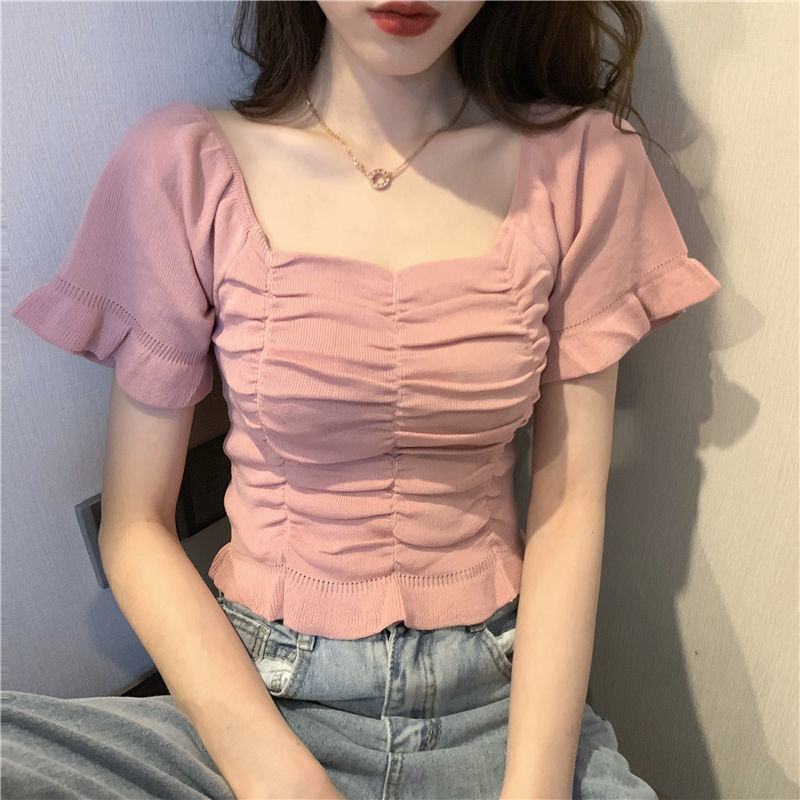 Summer Youth Clothing - Blus Rajut Wanita Model Ruffle Elegan