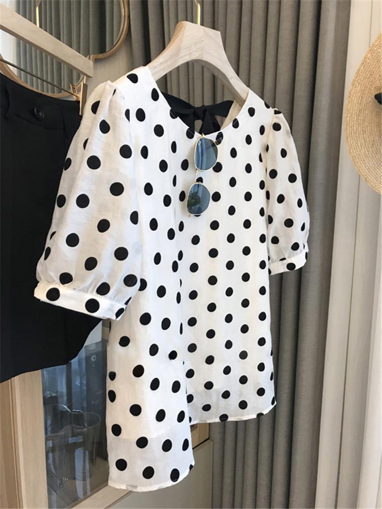 Blus Polka Dot wanita elegan m - Summer Clothing Holiday ulasan dan harga