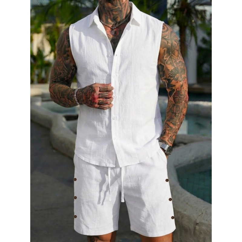 Setelan Linen 2 Potong Pria Ta - Linen Shorts Men ulasan dan harga