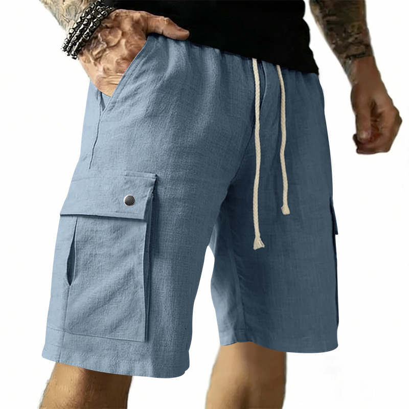 Celana Pendek Multi-Saku Gaya  - Linen Shorts Men ulasan dan harga