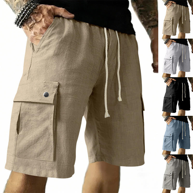 Celana Pendek Multi-Saku Gaya  - Linen Shorts Men ulasan dan harga