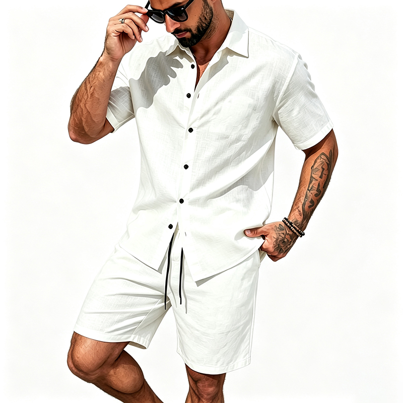 Pakaian Linen Pria Dua Potong  - Linen Shorts Men ulasan dan harga