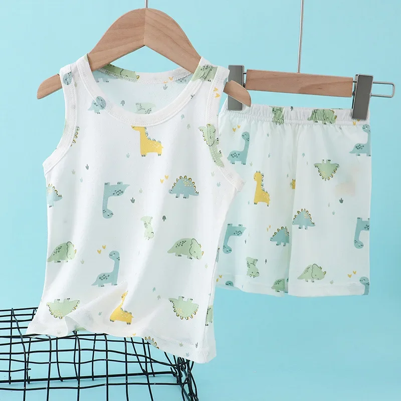 Setelan Rompi Katun Bambu Anak - Summer Clothing Newborn ulasan dan harga