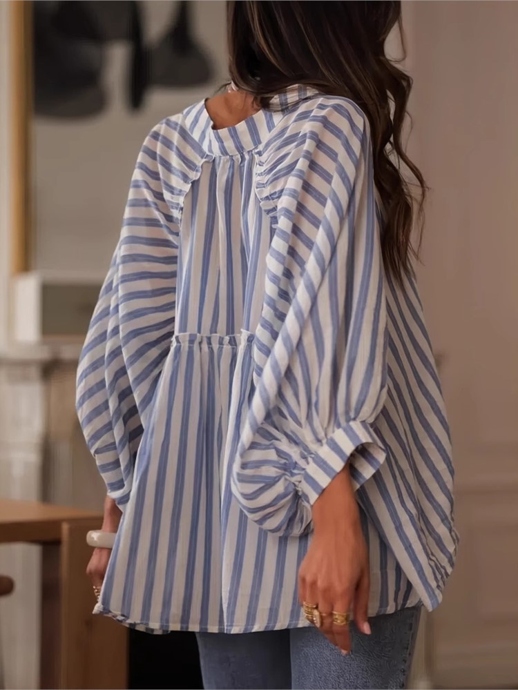 Kemeja Wanita Kasual Bergaris, - Summer Clothing Holiday ulasan dan harga