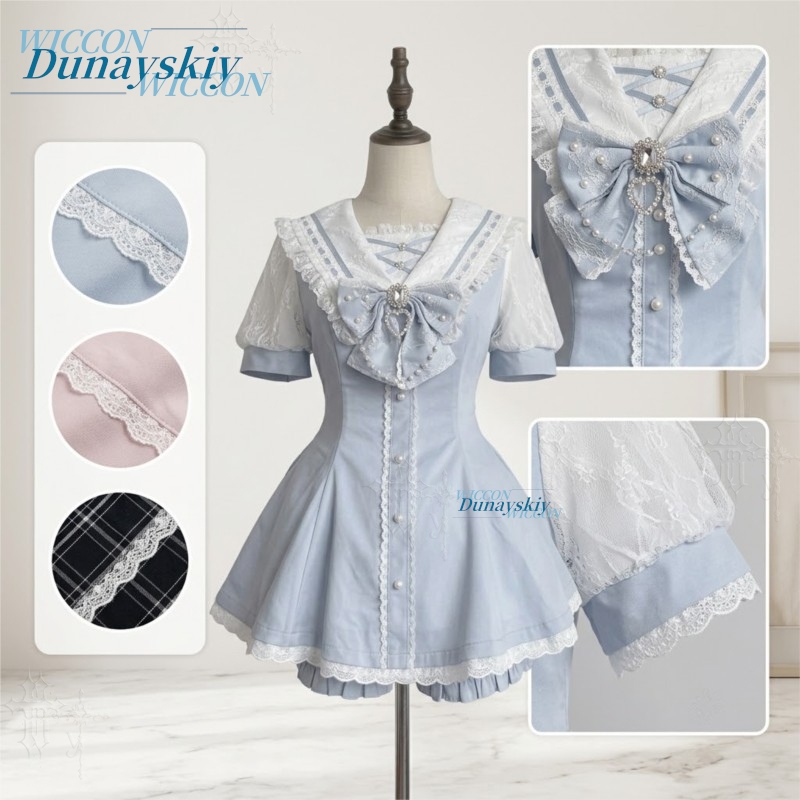 Set Gaun Kerah Pelaut Renda Pi - Summer Japanese Clothing ulasan dan harga