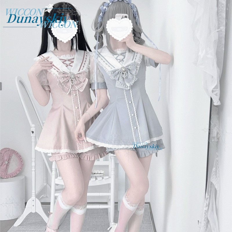 Set Gaun Kerah Pelaut Renda Pi - Summer Japanese Clothing ulasan dan harga
