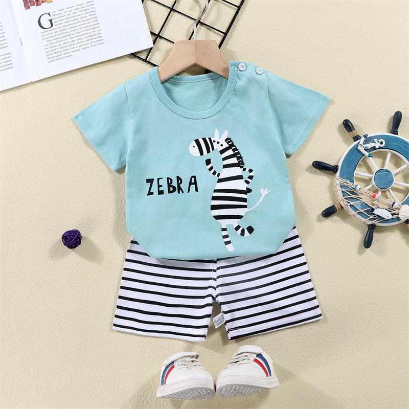 Kaus Katun + Celana Pendek Set - Summer Clothing Newborn ulasan dan harga