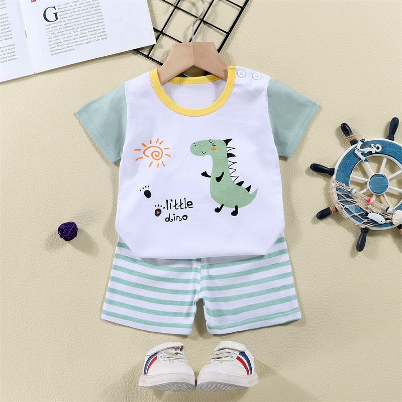 Kaus Katun + Celana Pendek Set - Summer Clothing Newborn ulasan dan harga
