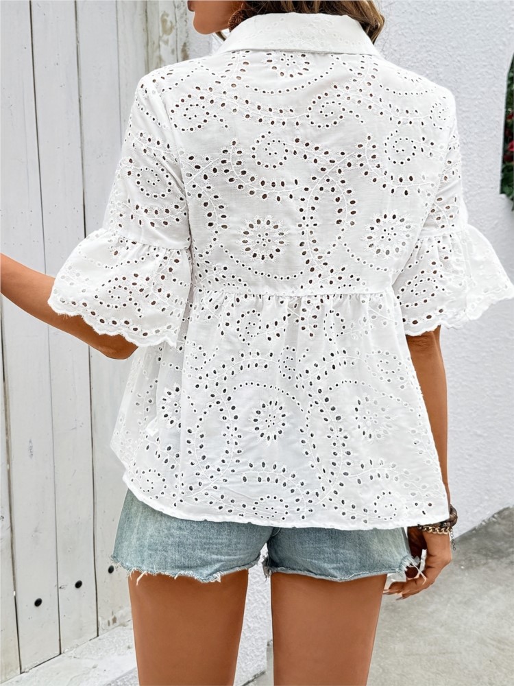 Atasan Kemeja Berongga Bunga K - Summer Clothing Holiday ulasan dan harga