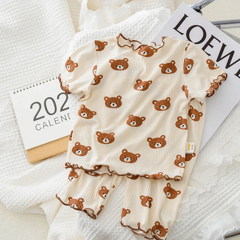 Set Piyama Kasual Kartun Katun - Summer Clothing Newborn ulasan dan harga