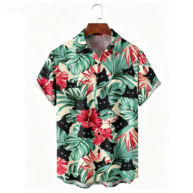 Kemeja Kucing Bunga Pantai Haw - Summer Clothing Holiday ulasan dan harga