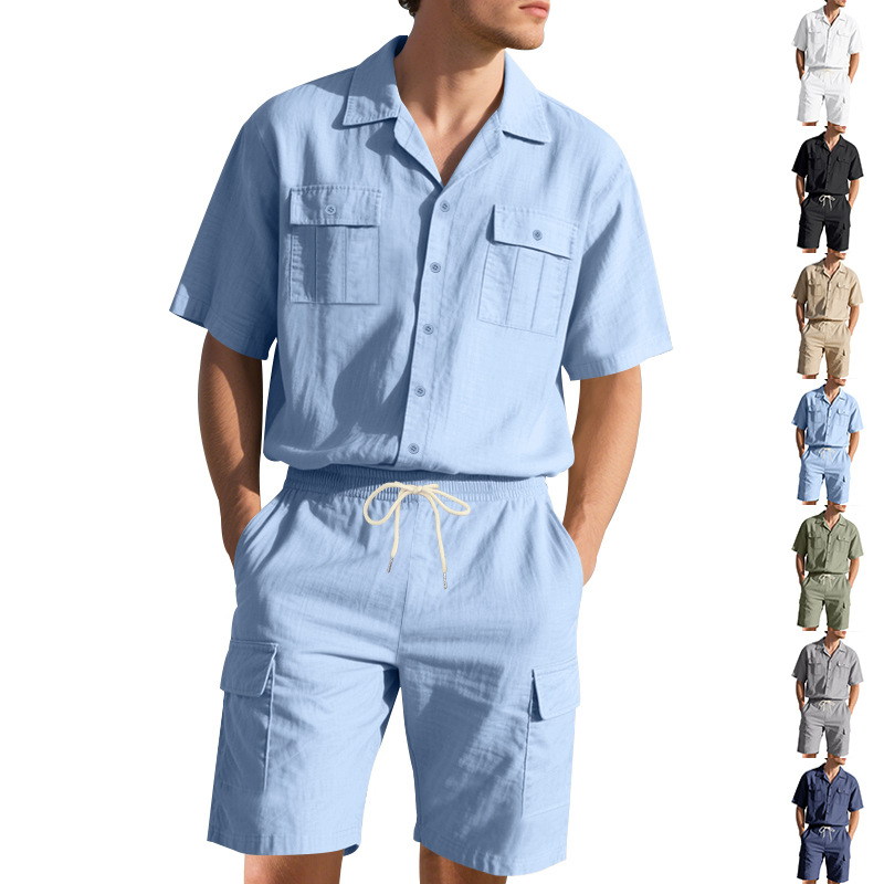Kemeja Linen Pria Warna Solid  - Linen Shorts Men ulasan dan harga