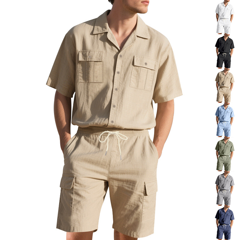 Kemeja Linen Pria Warna Solid  - Linen Shorts Men ulasan dan harga