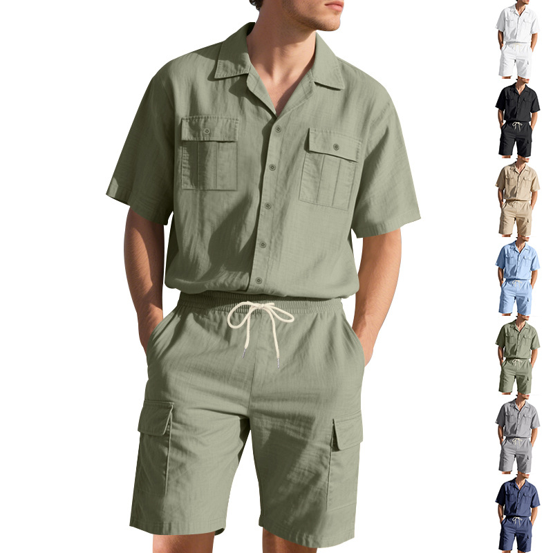 Kemeja Linen Pria Warna Solid  - Linen Shorts Men ulasan dan harga