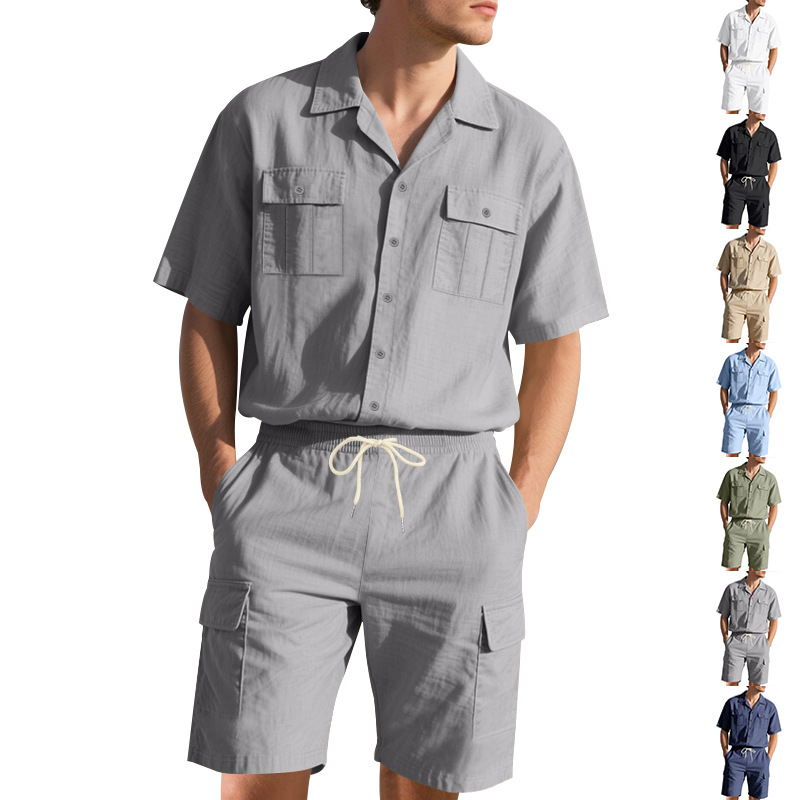 Kemeja Linen Pria Warna Solid  - Linen Shorts Men ulasan dan harga