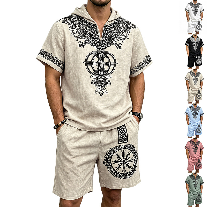 Setelan Musim Panas 2 Potong:  - Linen Shorts Men ulasan dan harga