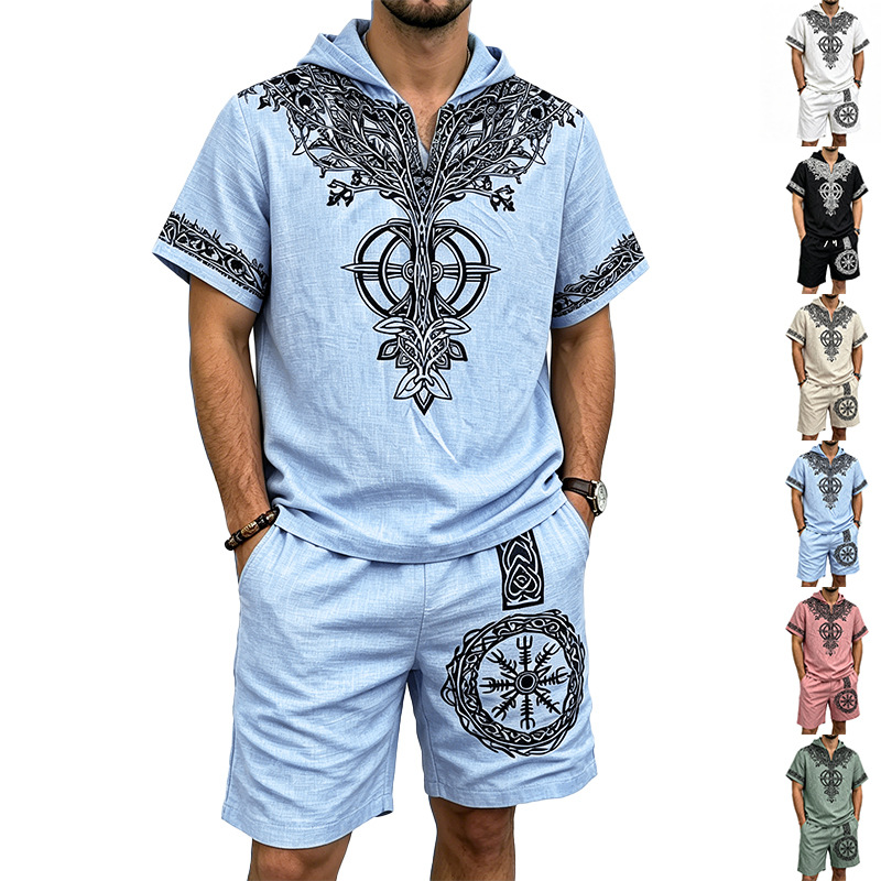 Setelan Musim Panas 2 Potong:  - Linen Shorts Men ulasan dan harga