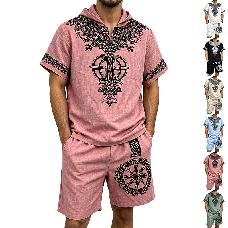 Setelan Musim Panas 2 Potong:  - Linen Shorts Men ulasan dan harga