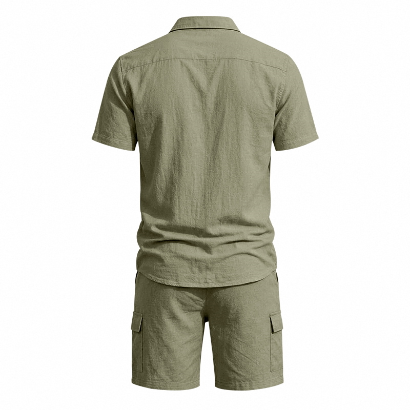 Setelan Linen Amerika Musim Pa - Linen Shorts Men ulasan dan harga