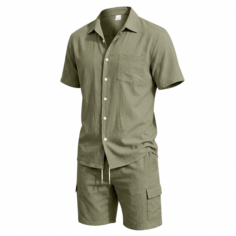 Setelan Linen Amerika Musim Pa - Linen Shorts Men ulasan dan harga