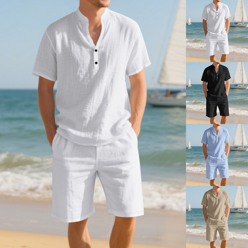 Setelan Pria Dua Potong Kemeja - Linen Shorts Men ulasan dan harga