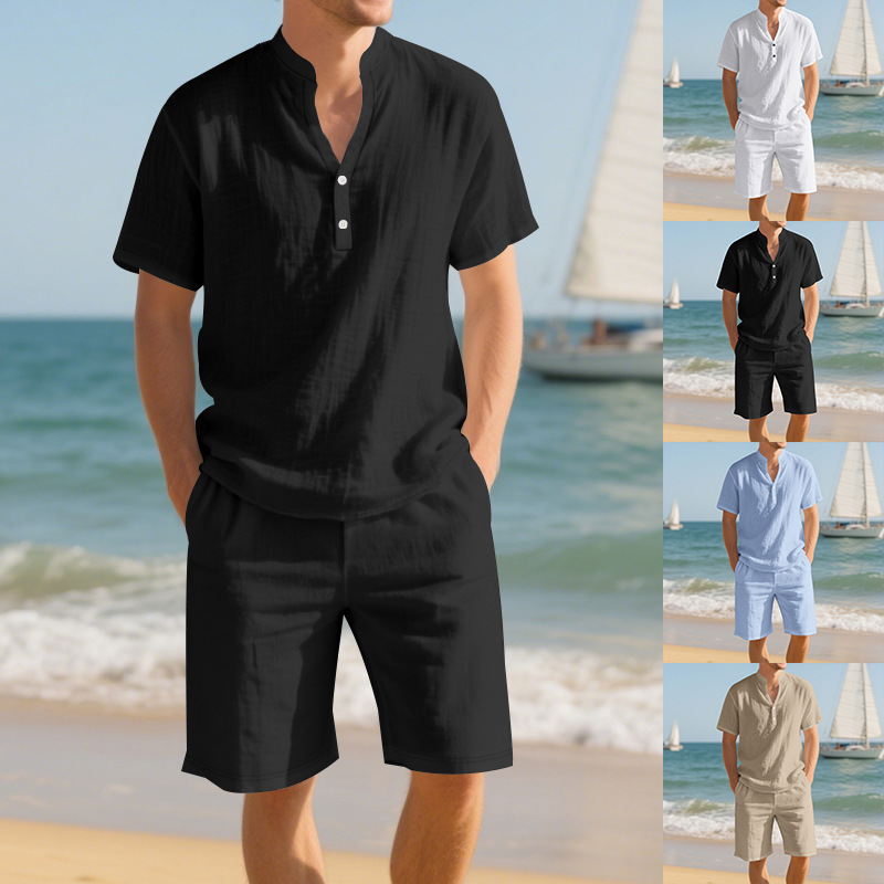 Setelan Pria Dua Potong Kemeja - Linen Shorts Men ulasan dan harga
